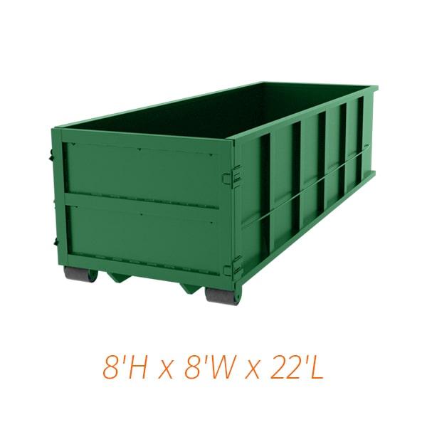 you can rent a forty yard dumpster for commercial projects such as construction sites, office buildings, and warehouses